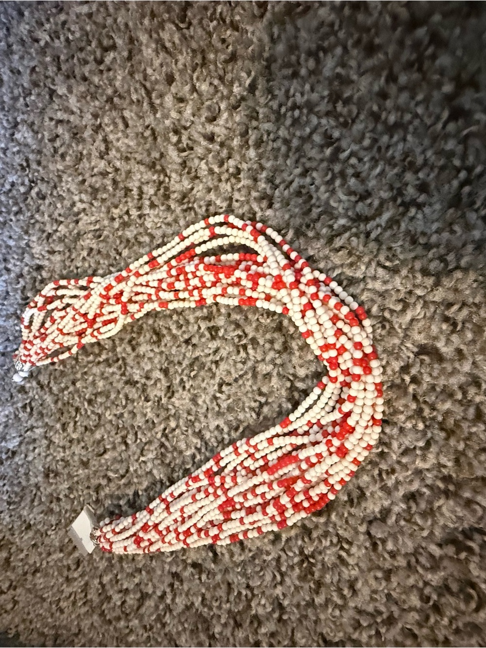 Multi-Strand Red and White Beaded Necklace - Women Accessories 3